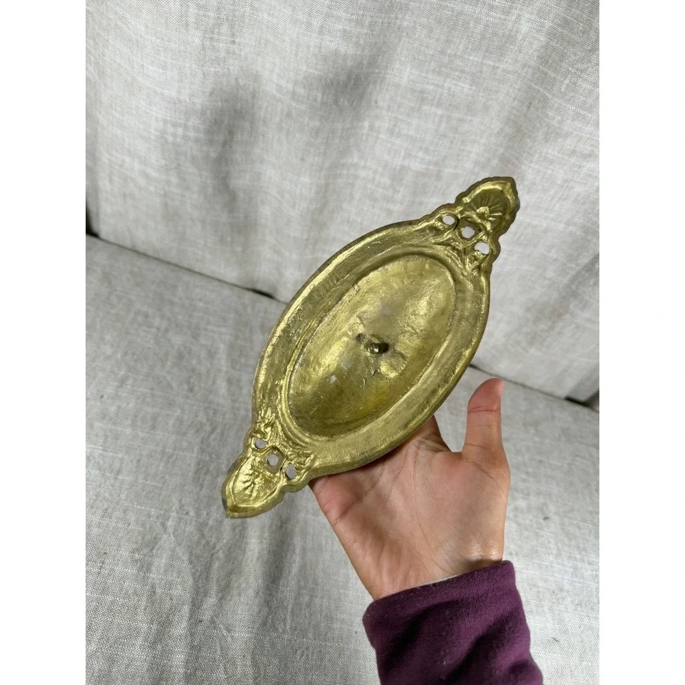 Wall Sconce Good Vintage Ornate Brass Oval Shell Scroll Taper Candle Holder